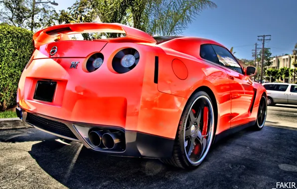 Машина, Nissan, красная, gt-r