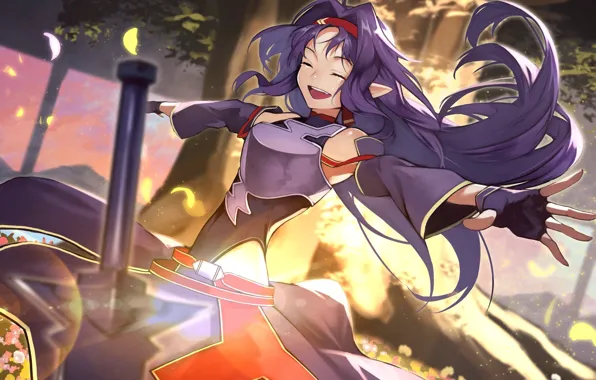 Девушка, смех, Sword Art Online, Yuuki Konno