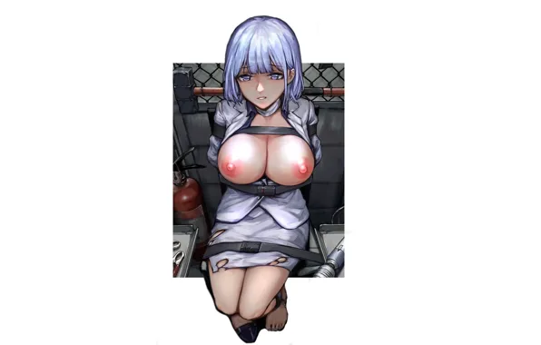 Girl, nipples, boobs, smile, anime, topless, breasts, big boobs