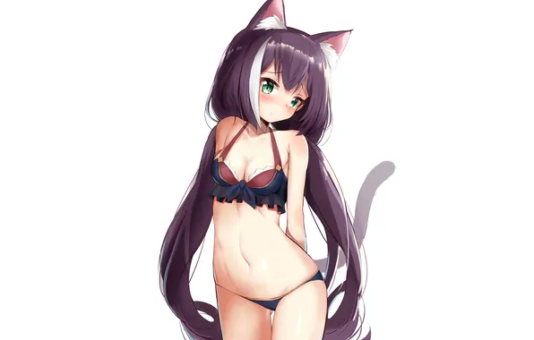 Girl, sexy, cleavage, green eyes, long hair, boobs, animal ears, sexy girl