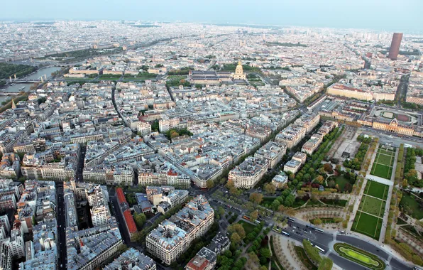 Картинка город, фото, Франция, Париж, сверху, мегаполис
