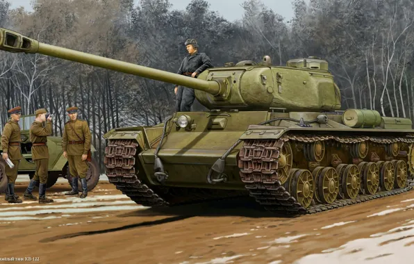 Картинка арт, солдаты, танк, тяжелый, советский, КВ-122