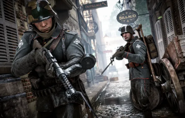 Картинка город, война, улица, игра, солдаты, немцы, Electronic Arts, Battlefield 1