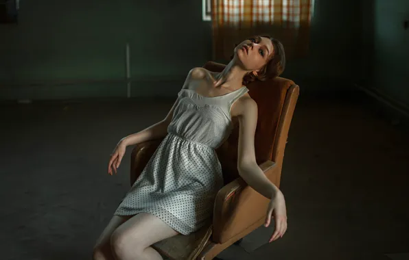 Картинка девушка, кресло, Георгий Чернядьев, Ola Pushkina, The strange Olya