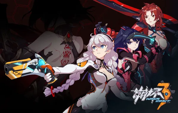 Girl, sword, gun, pistol, weapon, anime, pretty, ken