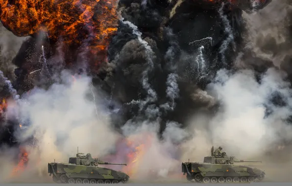 Картинка explosion, Tanks, Simulated fight