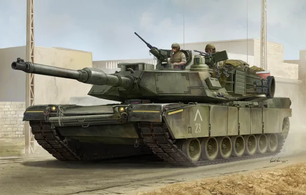 Картинка Abrams, Абрамс, US Army, основной боевой танк, Vincent Wai, MBT, Abrams Integrated Management, M1A1 AIM
