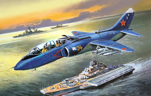 Картинка ВМФ, штурмовик, палубный, советский, Як-38