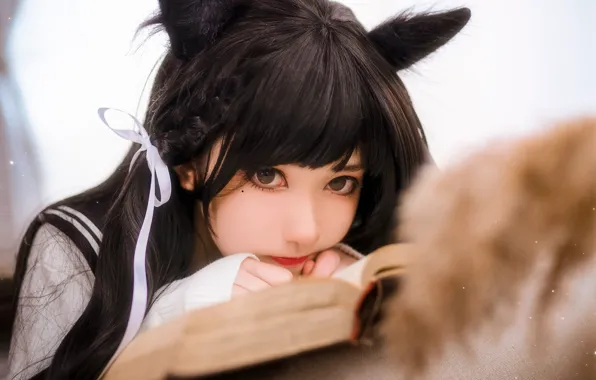 Beautiful, Asian, Model, Woman, Cute, Pretty, Reading, Book