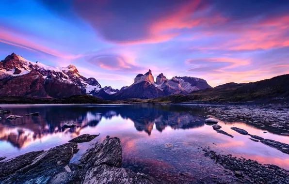 Картинка небо, облака, горы, Чили, Патагония