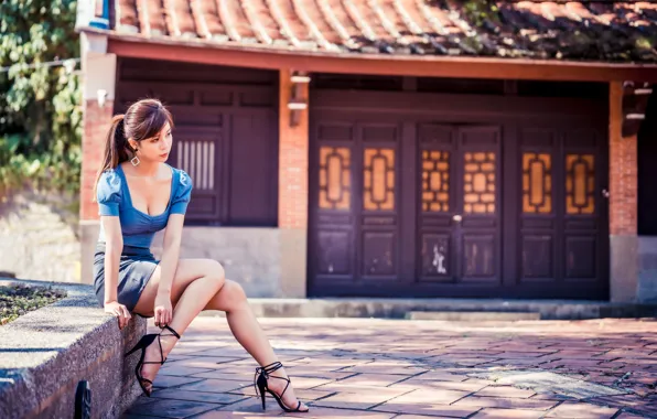 Картинка лето, девушка, лицо, сидит, милашка, восточная