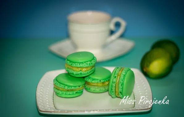 Зеленый, еда, печенье, тарелка, выпечка, macaron