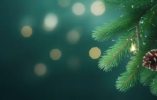 Свет, ветки, ель, Рождество, Новый год, ёлка, хвоя, гирлянды
