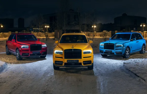 Картинка Red, Rolls Royce, Cars, Blue, Winter, Royce, Rolls, Trio