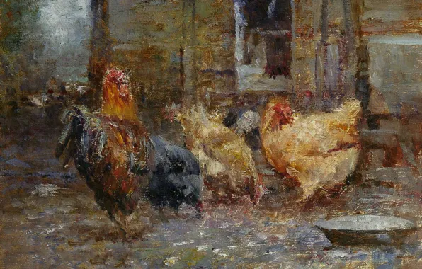 Животные, птицы, картина, Frederick McCubbin, Фредерик Мак-Каббин, Куры
