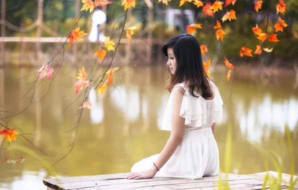 Картинка девушка, озеро, азиатка