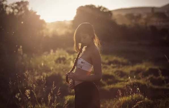 Картинка лето, девушка, природа, лицо, волосы