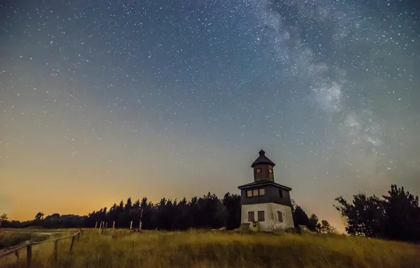 Tower, Milky Way, countryside