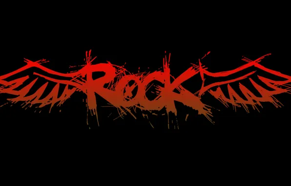 Надпись, крылья, rock, рок
