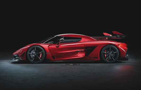 Koenigsegg, суперкар, вид сбоку, гиперкар, 2019, Jesko, 1600 л.с., Cherry Red Edition
