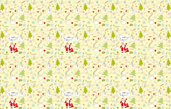 Картинка фон, настроение, праздник, елка, текстура, подарки, Новый год, снеговик