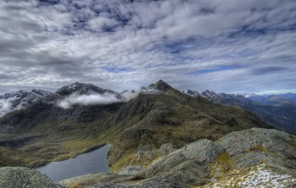 Картинка небо, облака, горы, Новая Зеландия, New Zealand, Routeburn Track