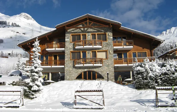 Картинка зима, снег, Швейцария, Альпы, курорт, Вербье, горнолыжный
