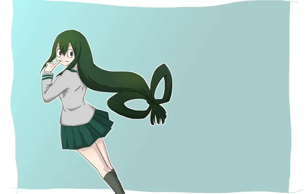 Девушка, фон, лягушка, Boku No Hero Academia, Моя Геройская Академия, Тсуя Асуи