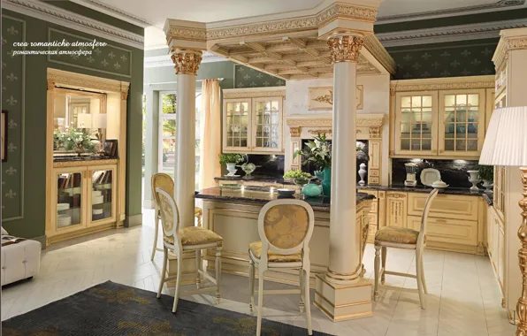 Картинка дизайн, стиль, комната, вилла, интерьер, кухня, столовая