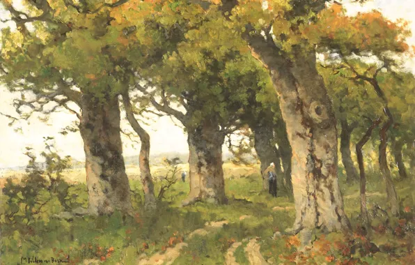 Пейзаж, масло, картина, холст, 1900, Marie Bilders-van Bosse, Мария Филиппина Билдерс-ван Босс, Дубовая Аллея в …
