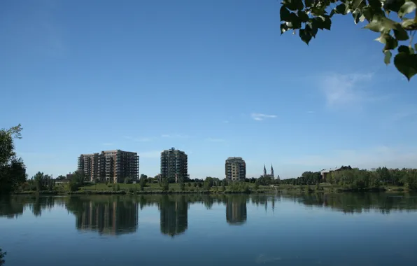 City, river, town