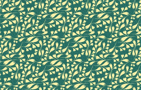 Цветы, желтый, зеленый, фон, узор, Flowers, Pattern, Seamless