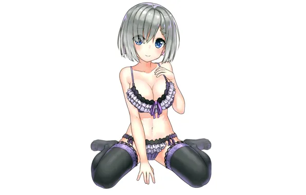 Girl, sexy, lingerie, bra, cleavage, panties, thighhighs, boobs