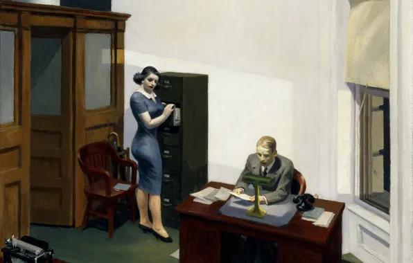 1940, Edward Hopper, Office at night
