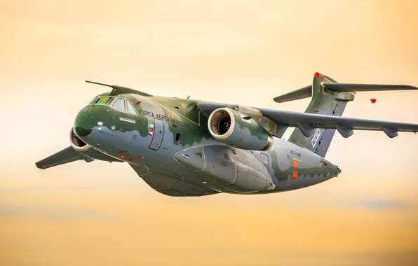 Картинка flying, Brazil, FAB, Embraer, KC-390, turbines, developed and manufactured by Embraer Defesa e Seg, Embraer …