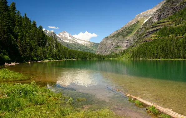 Горы, озеро, Монтана, Glacier National Park, Глейшер, Montana, Avalanche Lake