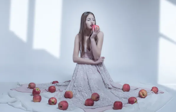 Картинка девушка, яблоки, Dominga