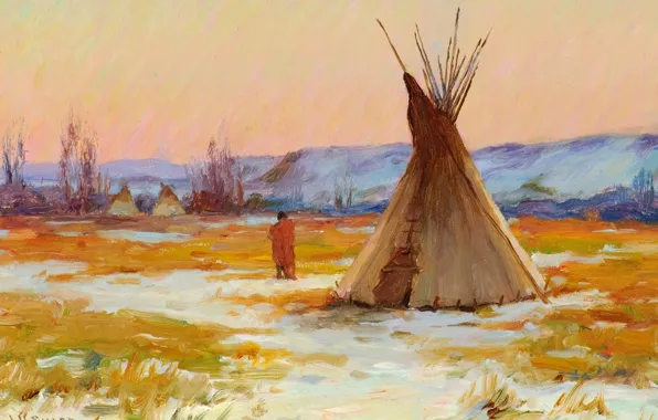 Картинка Joseph Henry Sharp, Encampment, on the Yellowstone