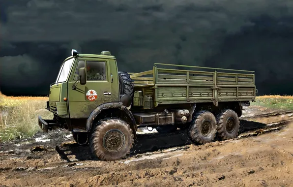 Картинка СССР, Советская Армия, КамАЗ-4310, Камский автомобильный завод, армейский грузовик