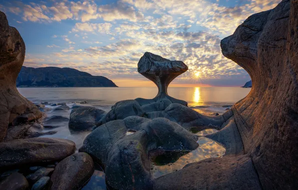 Картинка море, скалы, Норвегия, Sogn og Fjordane