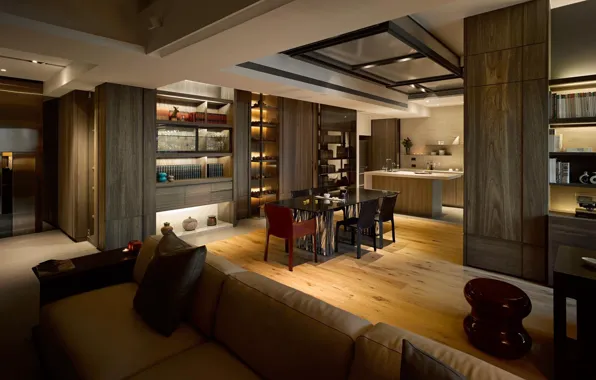Дизайн, стиль, интерьер, кухня, столовая, decorations, просторная гостиная, spacious living room