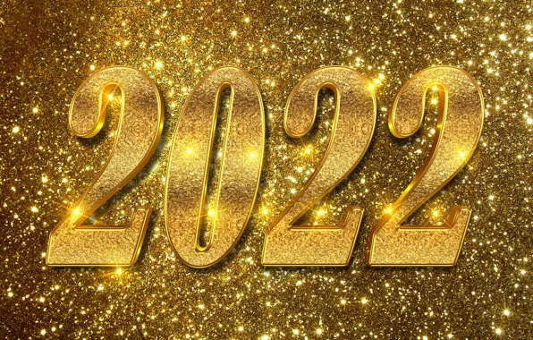 Зима, фон, Рождество, цифры, Новый год, украшение, золотой, new year