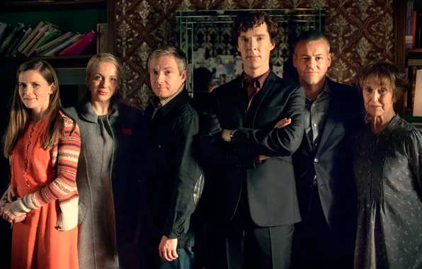 Картинка Martin Freeman, Benedict Cumberbatch, Sherlock, Шерлок, John Watson, Sherlock Holmes, и другие, многосерийный художественный фильм
