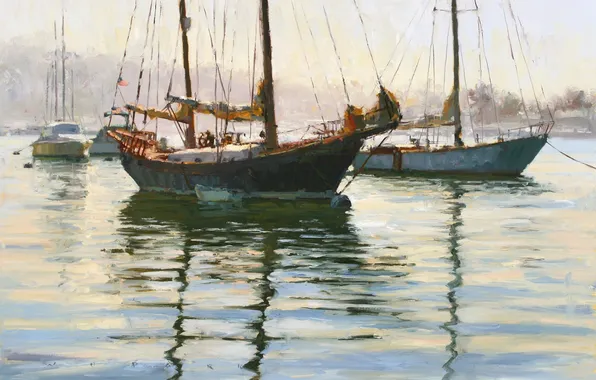 Картинка вода, пейзаж, корабли, яхты, мачты, снасти, Jim Wodark
