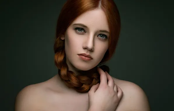 Картинка лицо, портрет, красавица, коса, рыжая