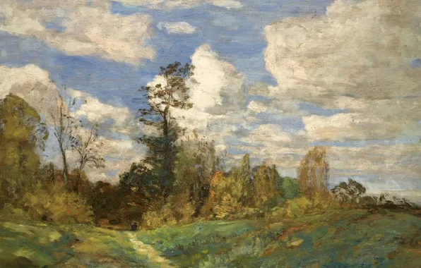 Облака, деревья, картина, Лесной Пейзаж, Эжен Буден, Eugene Boudin