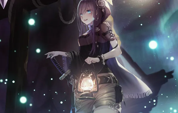 Картинка девушка, фон, аниме