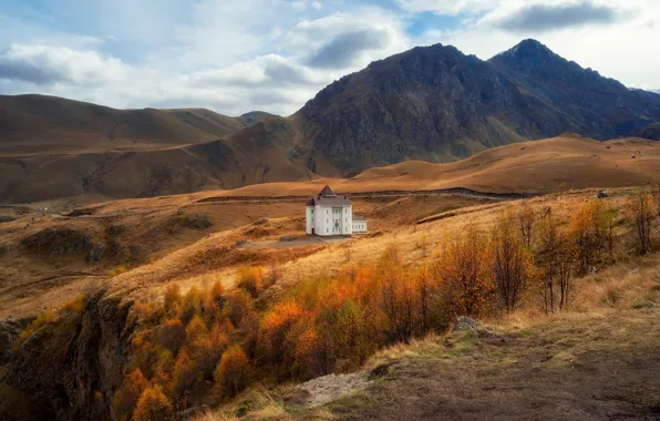 Осень, горы, дом, склоны, особняк
