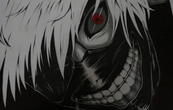 Обои аниме, маска, белые волосы, anime, красный глаз, Tokyo Ghoul, KanekiKen, Токийский Гуль на телефон и рабочий стол, раздел сэйнэн, разрешение1920x1080 - скачать