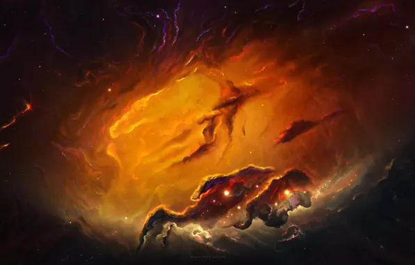 Звезды, Космос, Туманность, Свет, Стиль, Fantasy, Арт, Stars